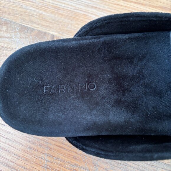 FARM Rio Black Velvet Tapestry Clog Mules - Picture 9 of 9